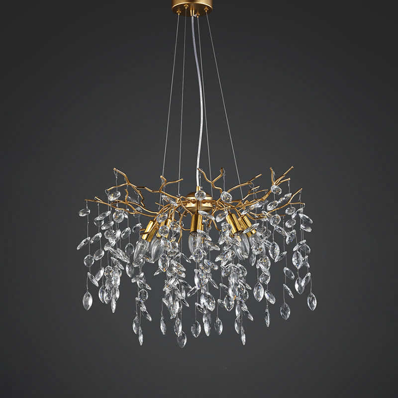 Leek Gold Crystal Branch Chandelier 24"D