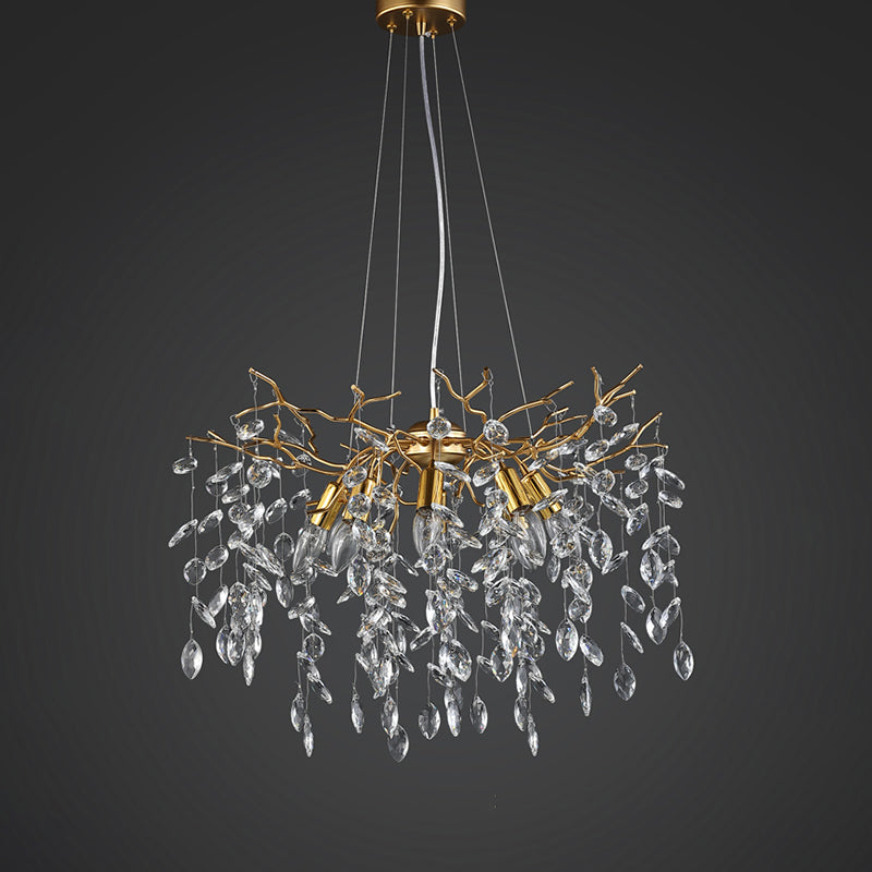 Leek Gold Crystal Branch Chandelier 24"D