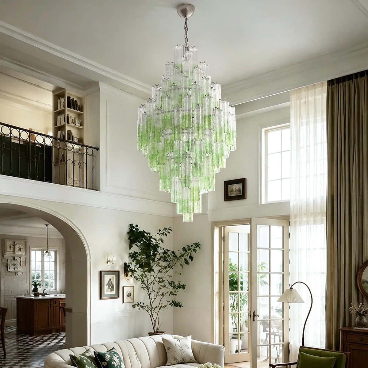 Petalia Murano Glass Diamond Chandelier 54"H - Ombre