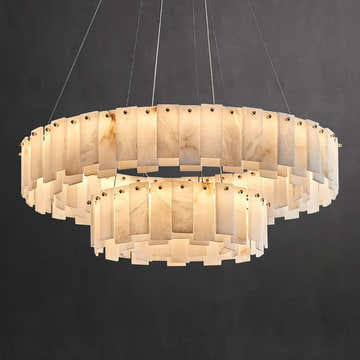 Double Round Alabaster Chandelier