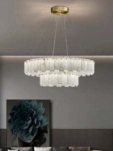 Double Round Alabaster Chandelier