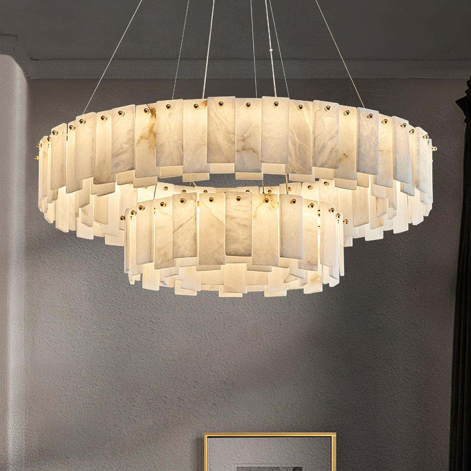 Double Round Alabaster Chandelier