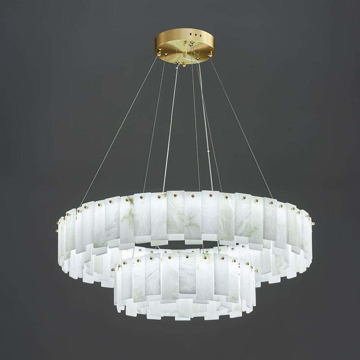 Double Round Alabaster Chandelier