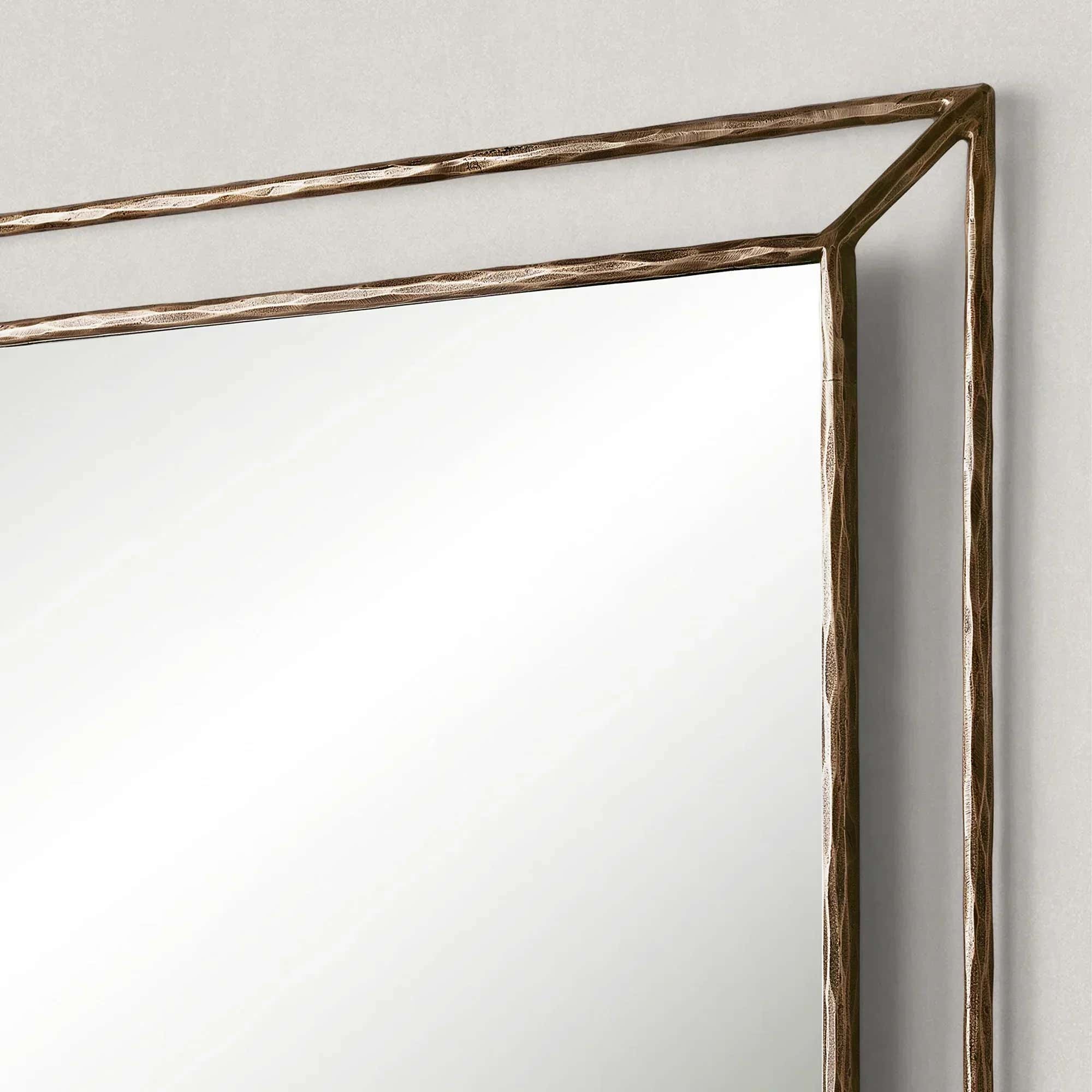 Hand-Forged Metal Open Beveled Mirror