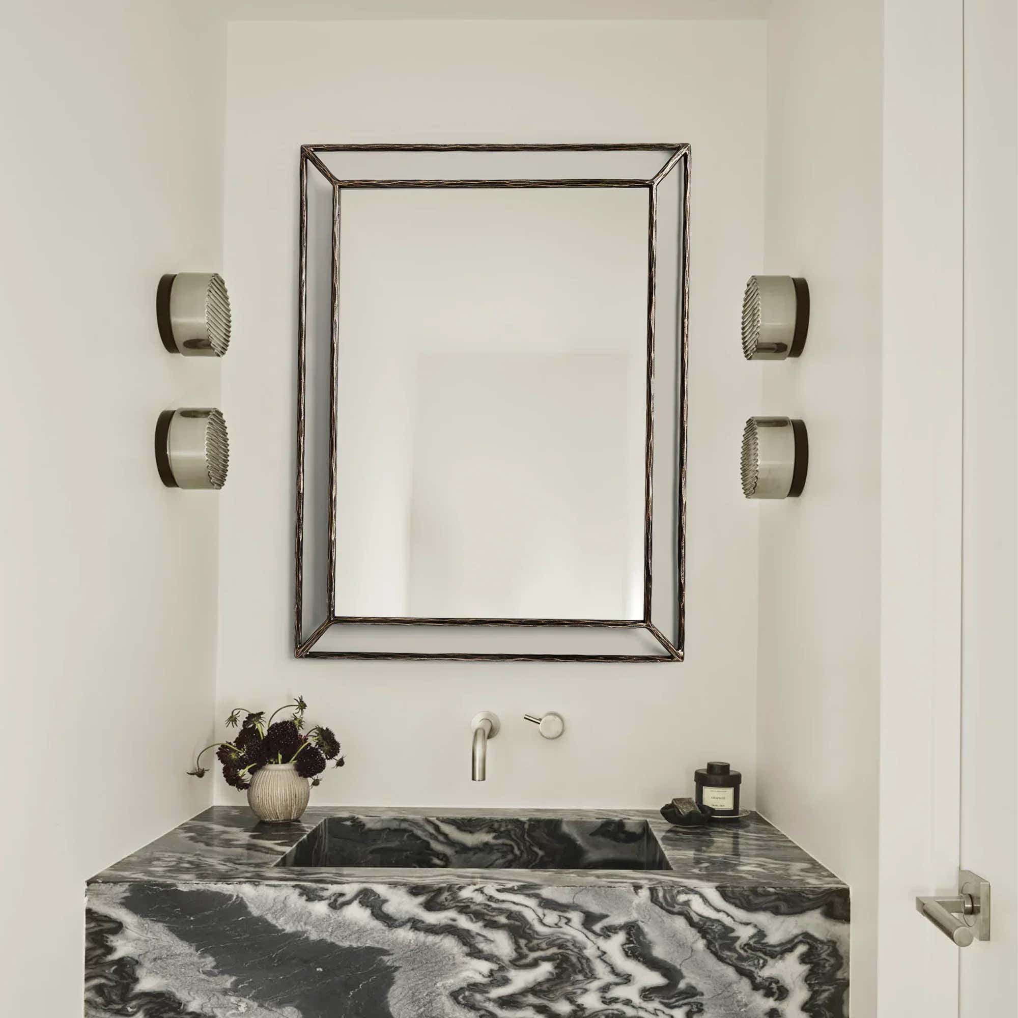 Hand-Forged Metal Open Beveled Mirror