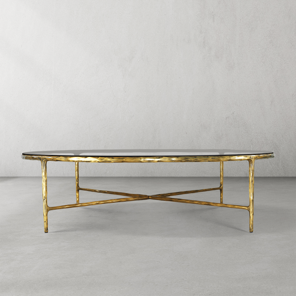 Hand-Forged Metal Glass Round Coffee Table 36" 55"