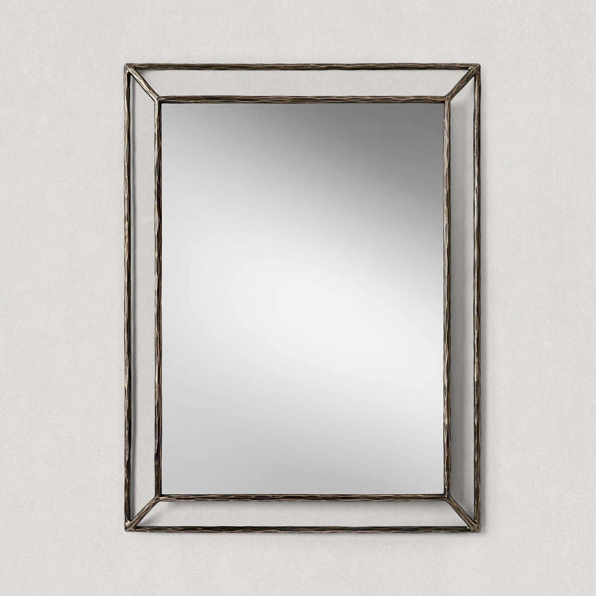 Hand-Forged Metal Open Beveled Mirror