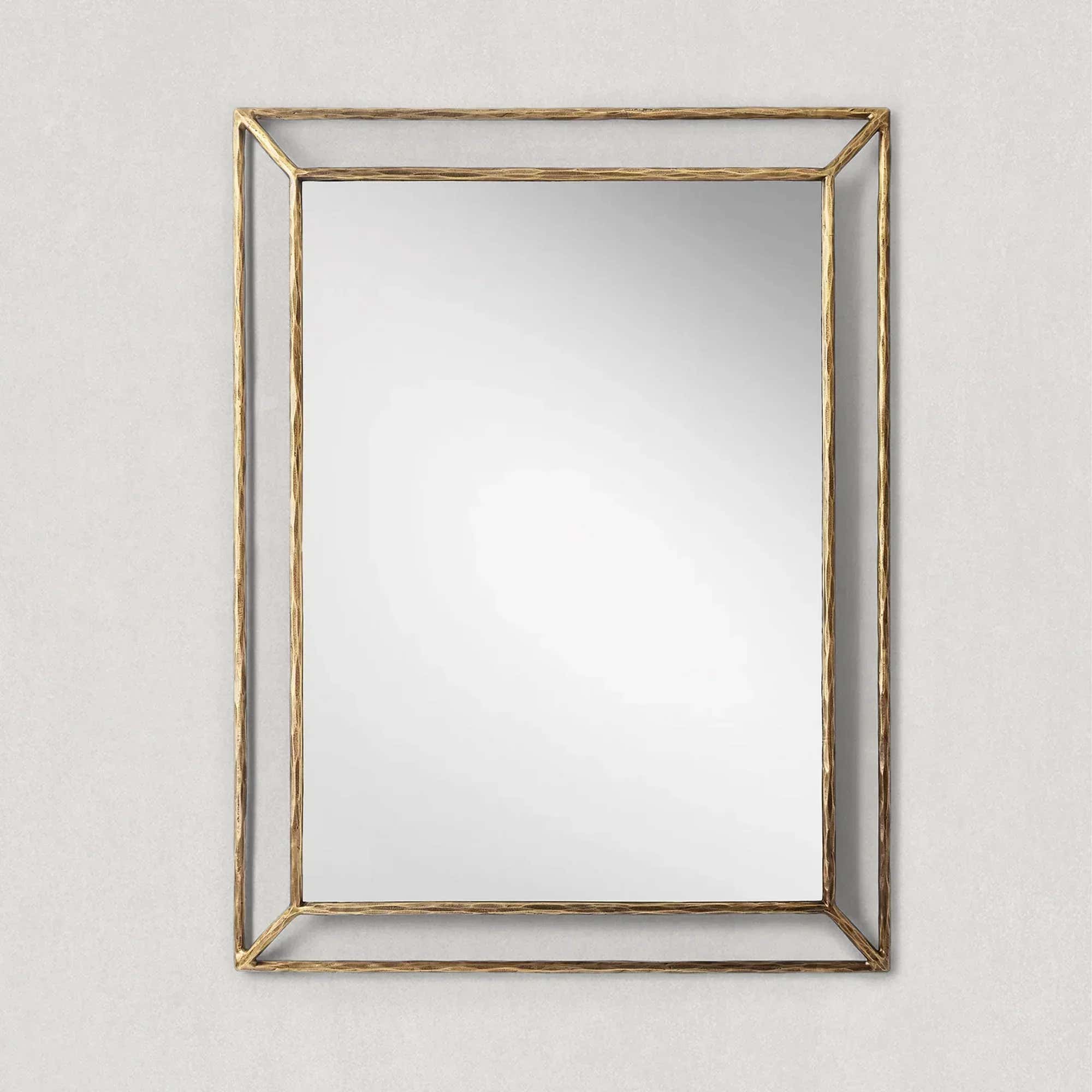 Hand-Forged Metal Open Beveled Mirror