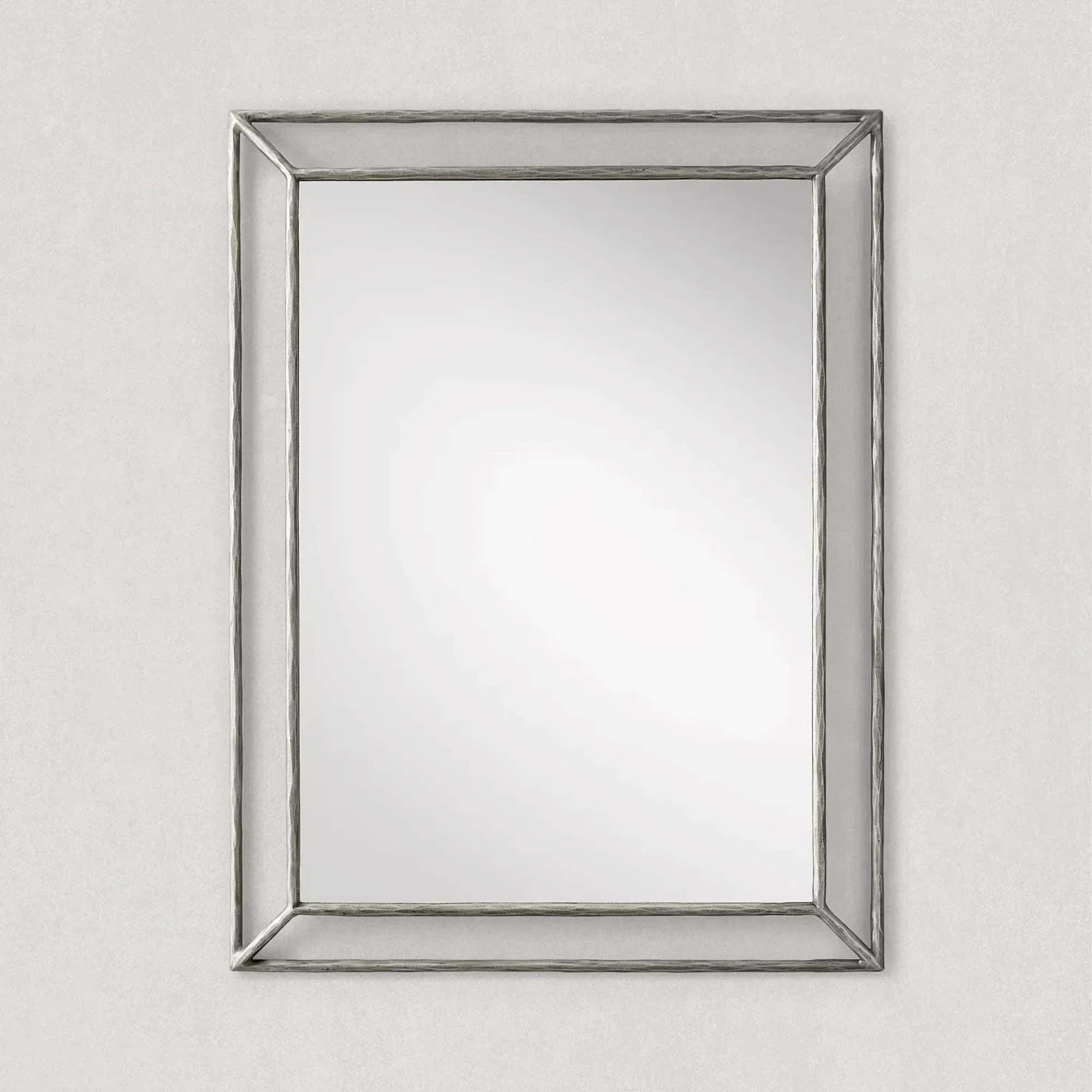 Hand-Forged Metal Open Beveled Mirror