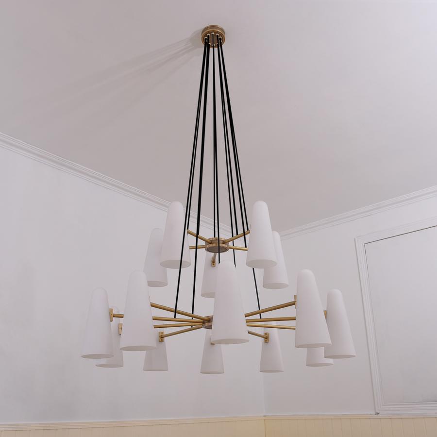 White Ceramics 2-Tier Round Chandelier 44",15-lights