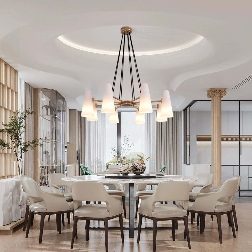 Sulis White Ceramics Round Chandelier 36", 8-lights