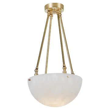 'Moon' Alabaster and Brass Pendant Lamp