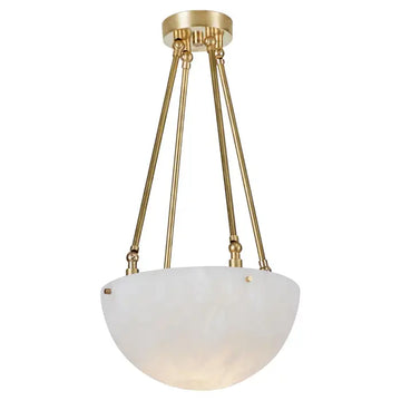 'Moon' Alabaster and Brass Pendant Lamp by Denis De La Mesiere