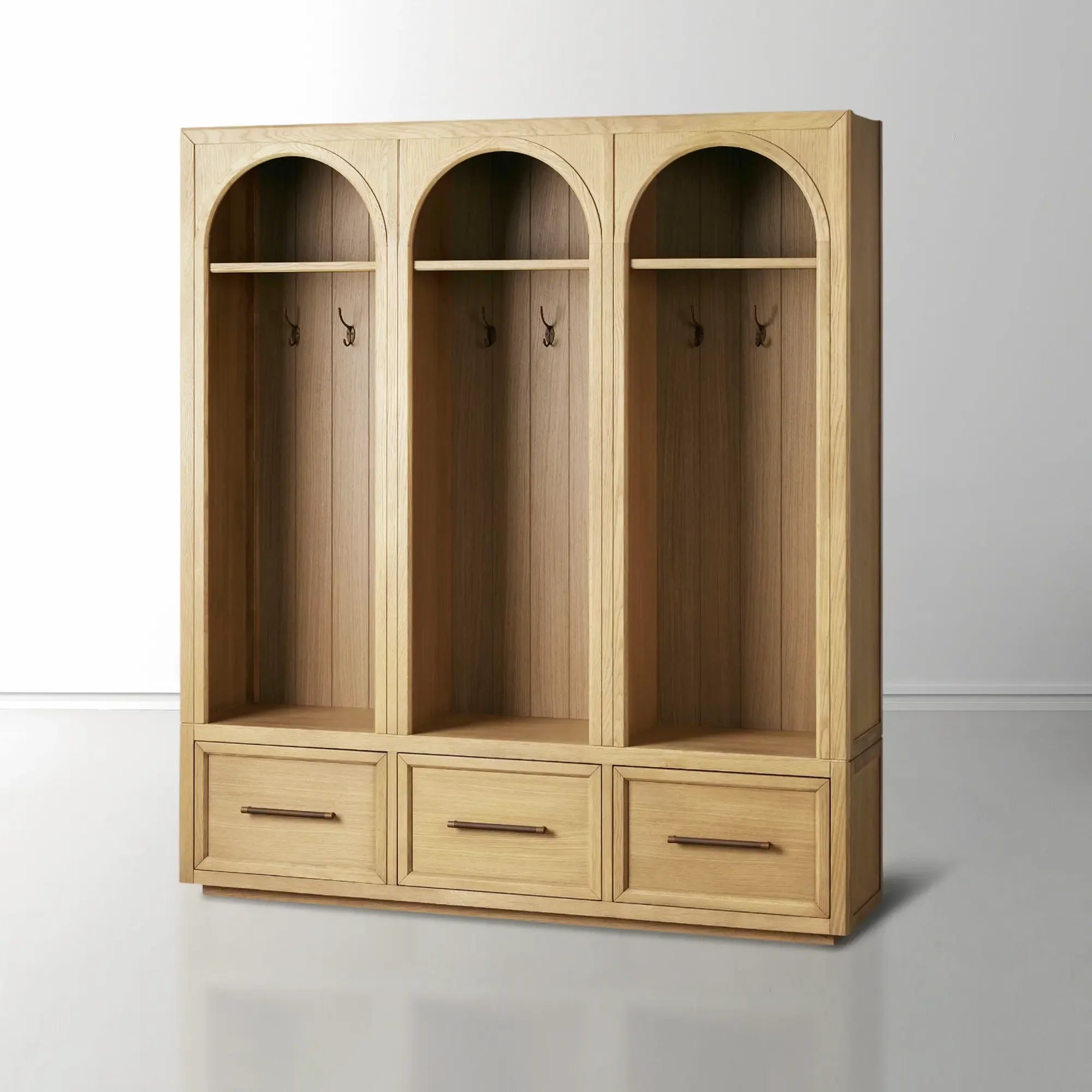 Hattie Triple Entryway Cabinet in Oak 69.75"W