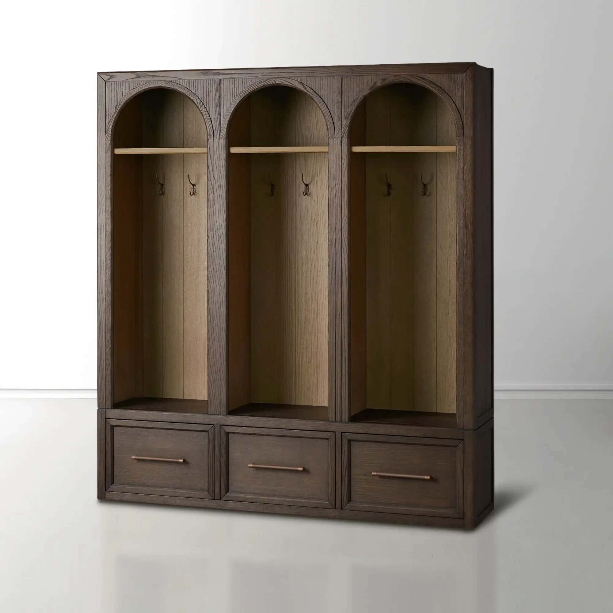 Hattie Triple Entryway Cabinet in Oak 69.75"W