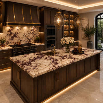 Calacatta Viola Marble Kitchen Island