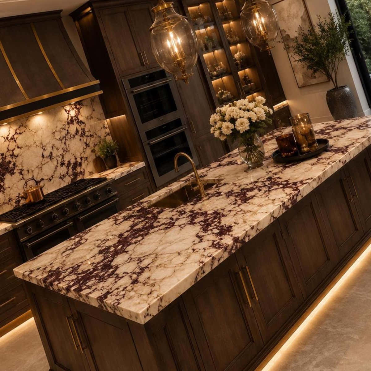 Calacatta Viola Marble Kitchen Island