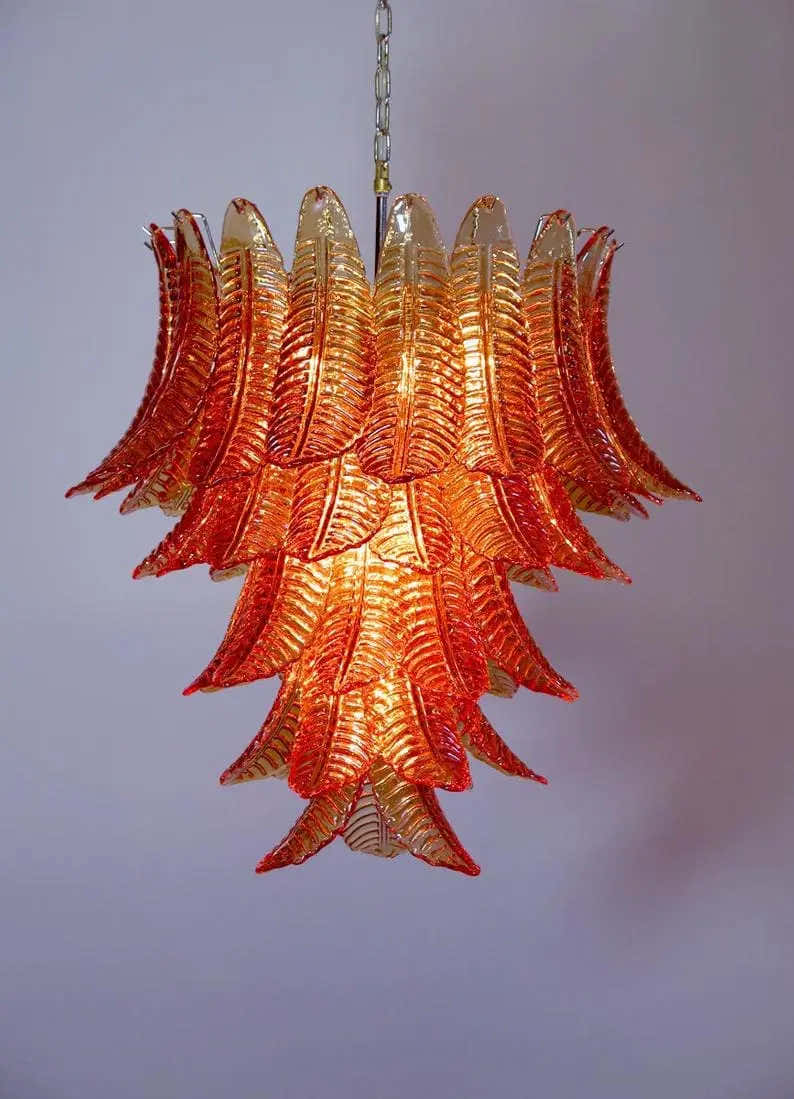 Murano Chandelier – 52 glass leaves – Amber