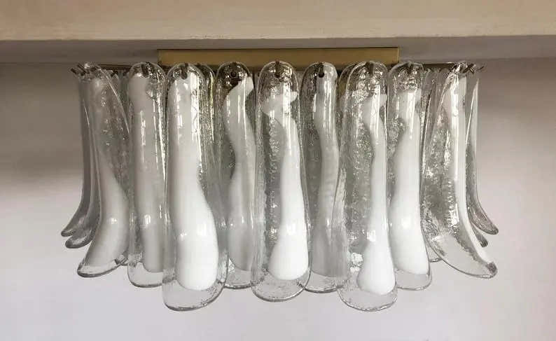 Murano Ceiling lamp – 64 petals – Transparent/White
