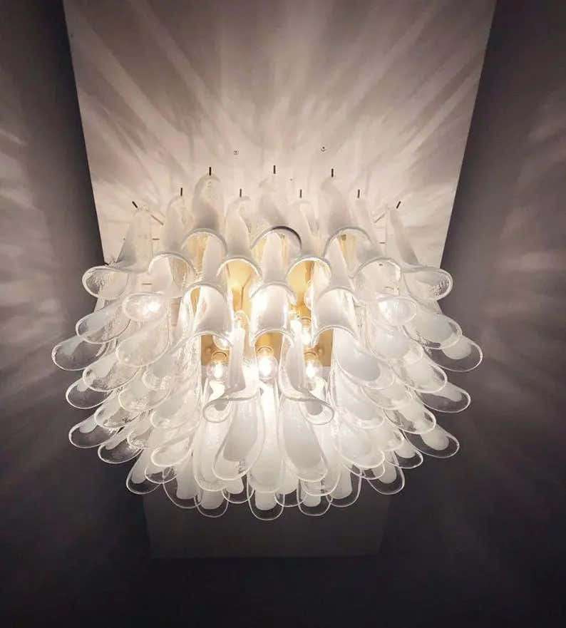 Murano Ceiling lamp – 64 petals – Transparent/White