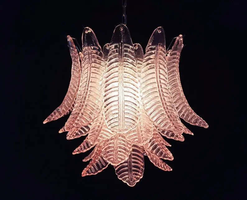 Murano Chandelier – 36 glass leaves – Pink