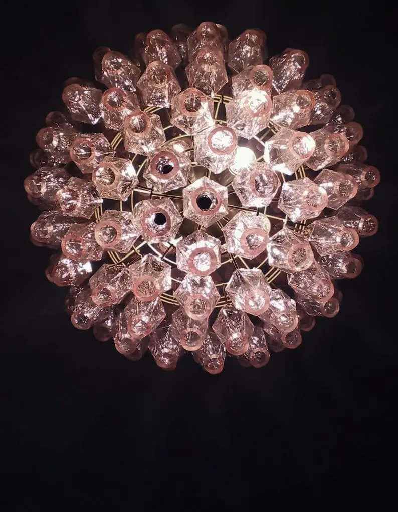 Murano Chandelier – Poliedri -140 glass – Pink