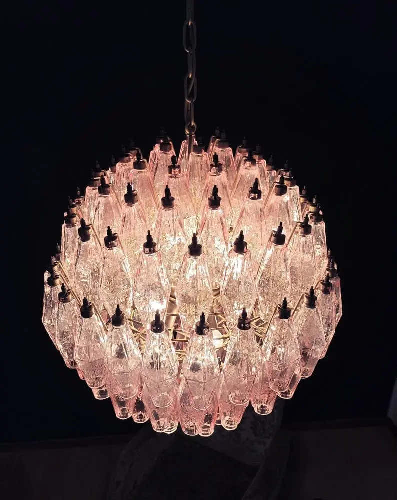 Murano Chandelier – Poliedri -140 glass – Pink
