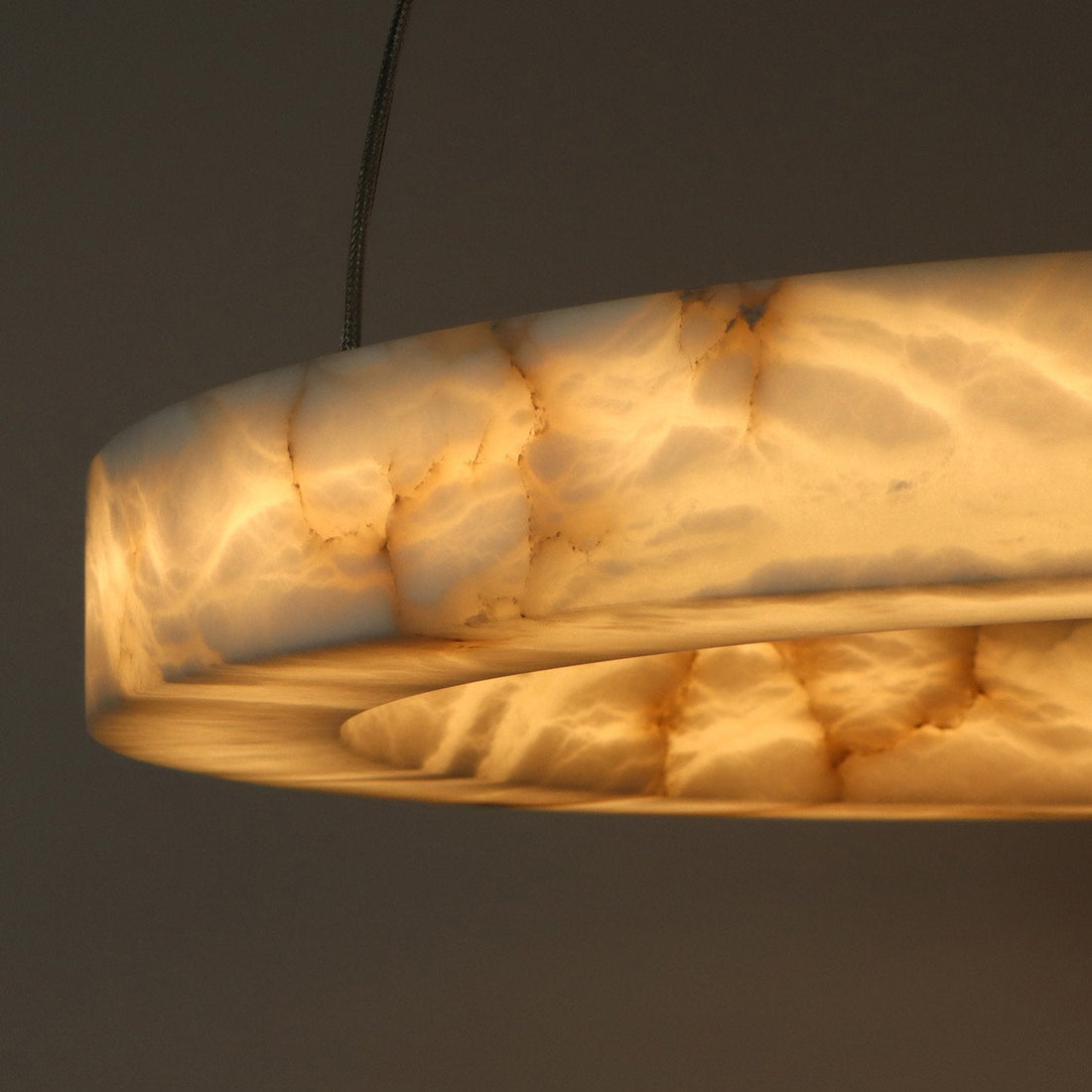 HALO 600 LED ring suspended lamp – Alabaster natural stone