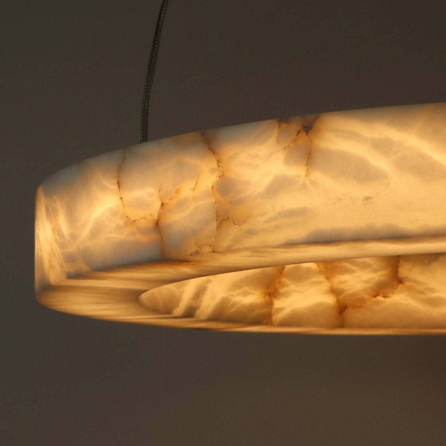 HALO 600 LED ring suspended lamp – Alabaster natural stone