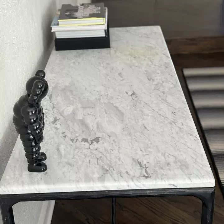 Hand-Forged Metal Rectangle Marble Console Table 60" 72"