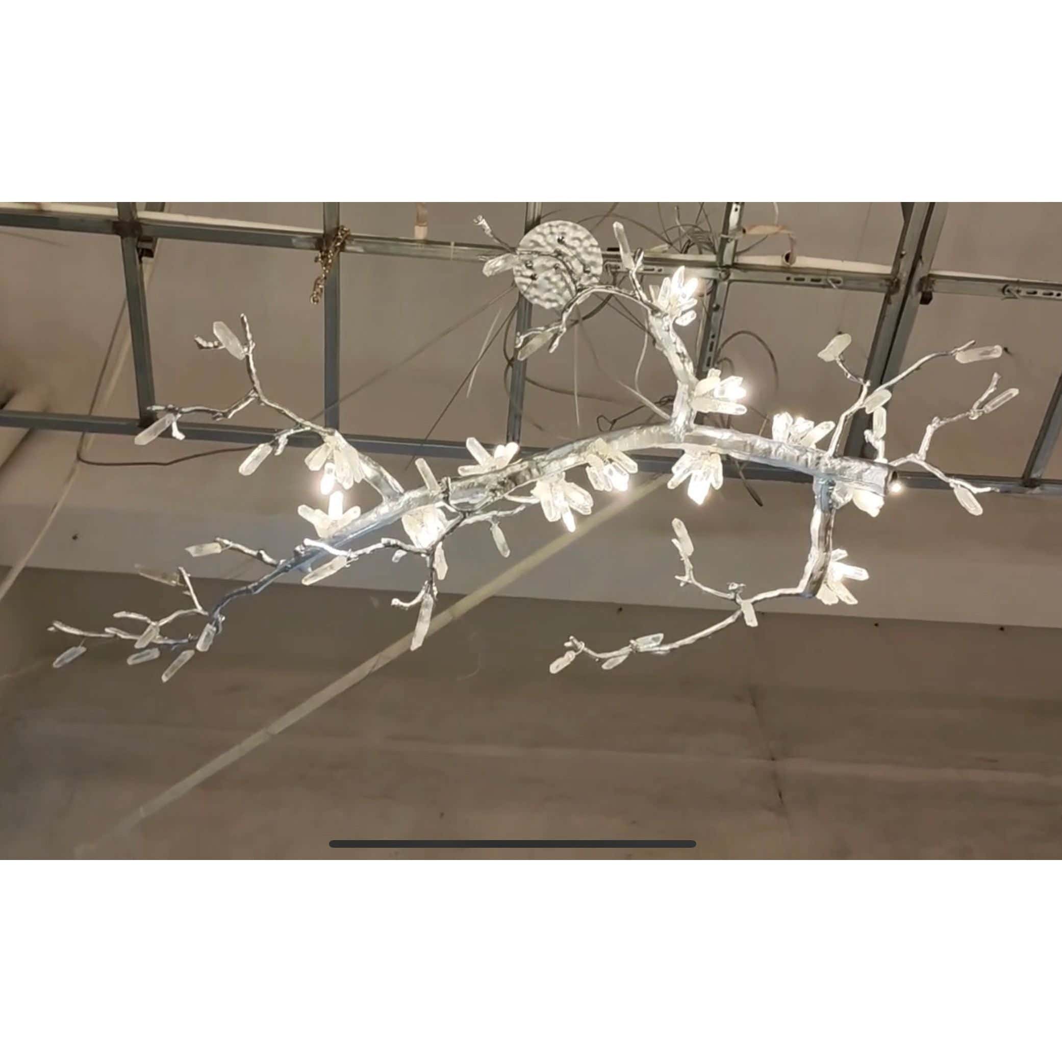 Selenite Crystal Blossom Branching Tree Chandelier