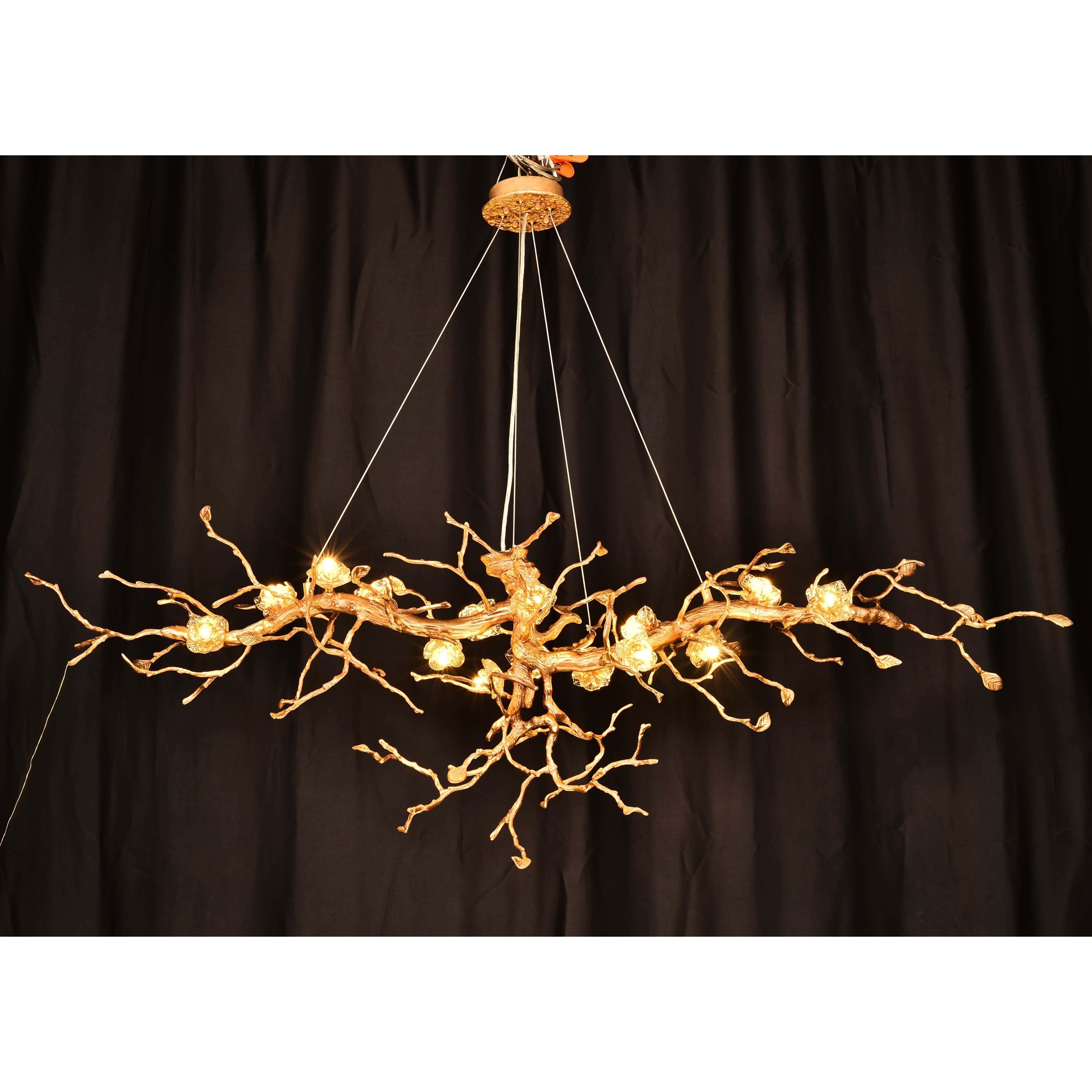Livio Gemstone Branch Brass Round Chandelier