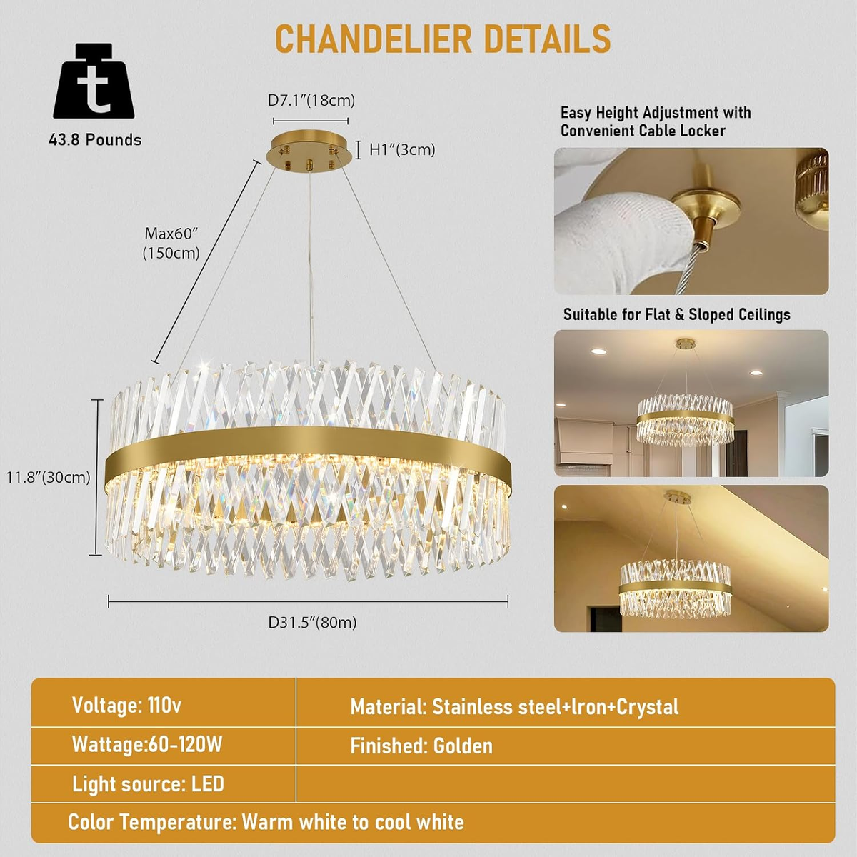 $2500+ Purchase Gift | Luxury Round Chandelier 31.5”