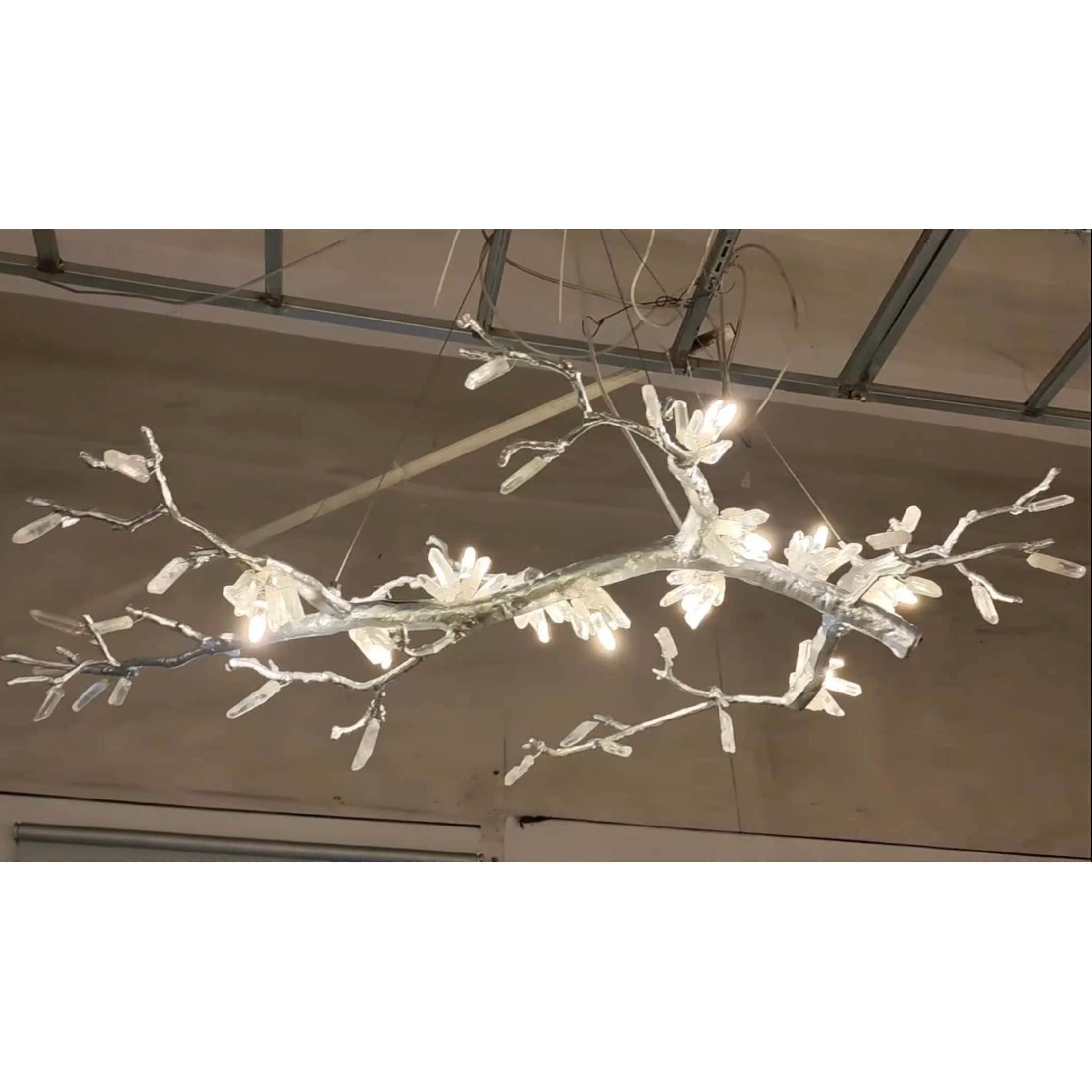 Selenite Crystal Blossom Branching Tree Chandelier