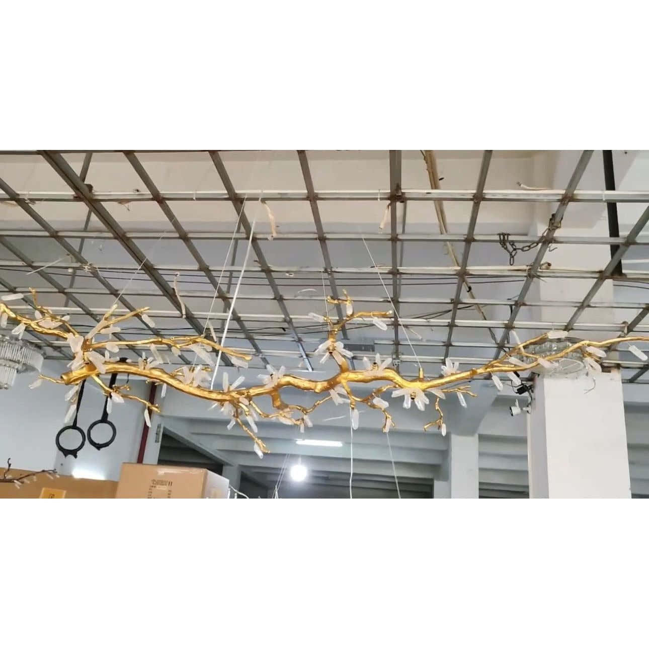 Selenite Crystal Blossom Branching Tree Chandelier