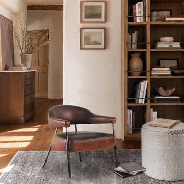 Hand-Forged Metal Brown Leather Lounge Armchair