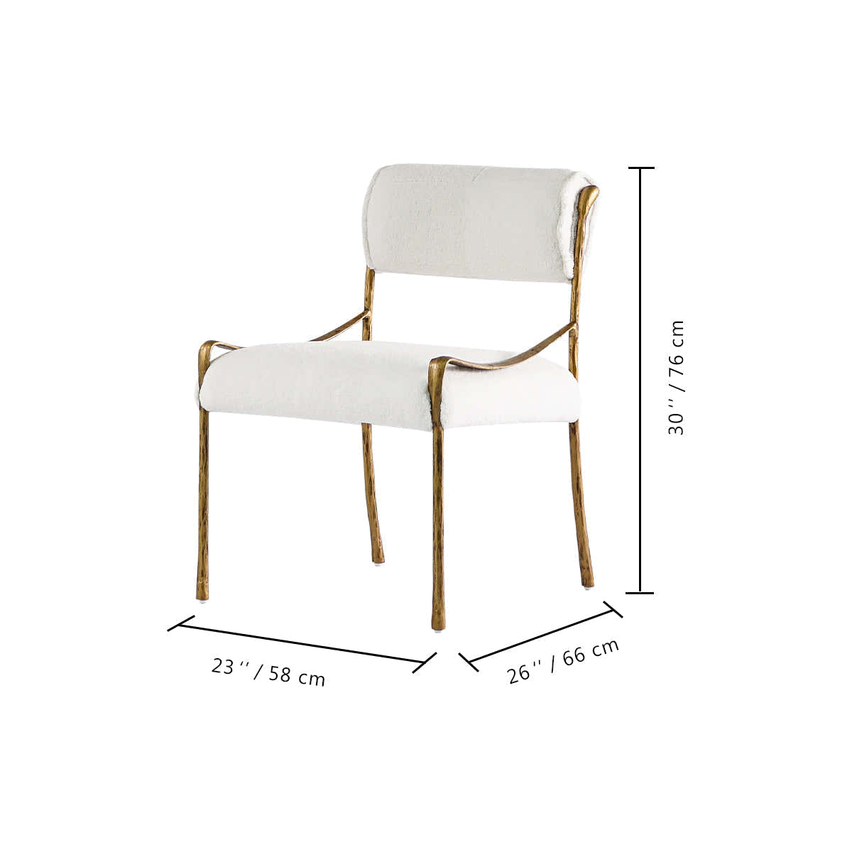 Hand-Forged Metal Retro Copper Iron Frame Armless Dining Chair