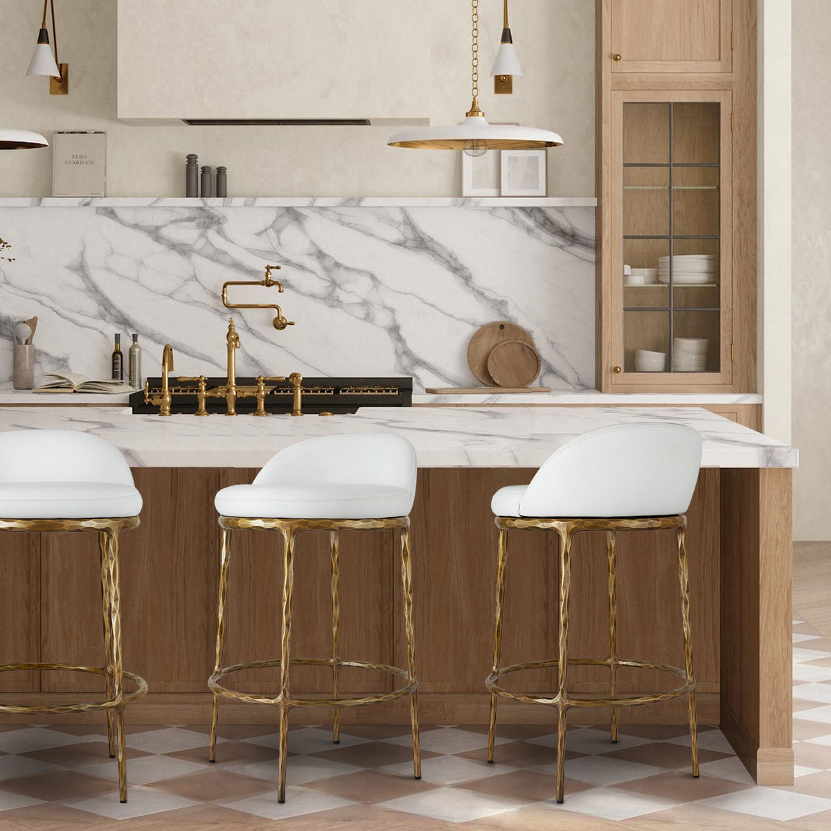 Hand-Forged Metal Bar Swivel Counter Stool