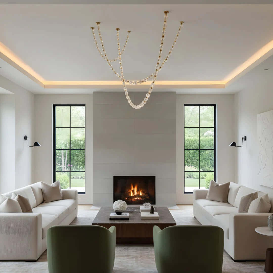 Creative Glass Pearl Necklace Pendnat Chandelier for Living/Dining Room/Staircase