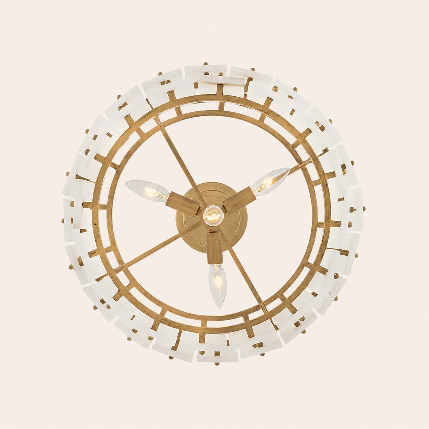 Simona Alabaster Round 2-Tier Chandelier 17.5"D 24"D