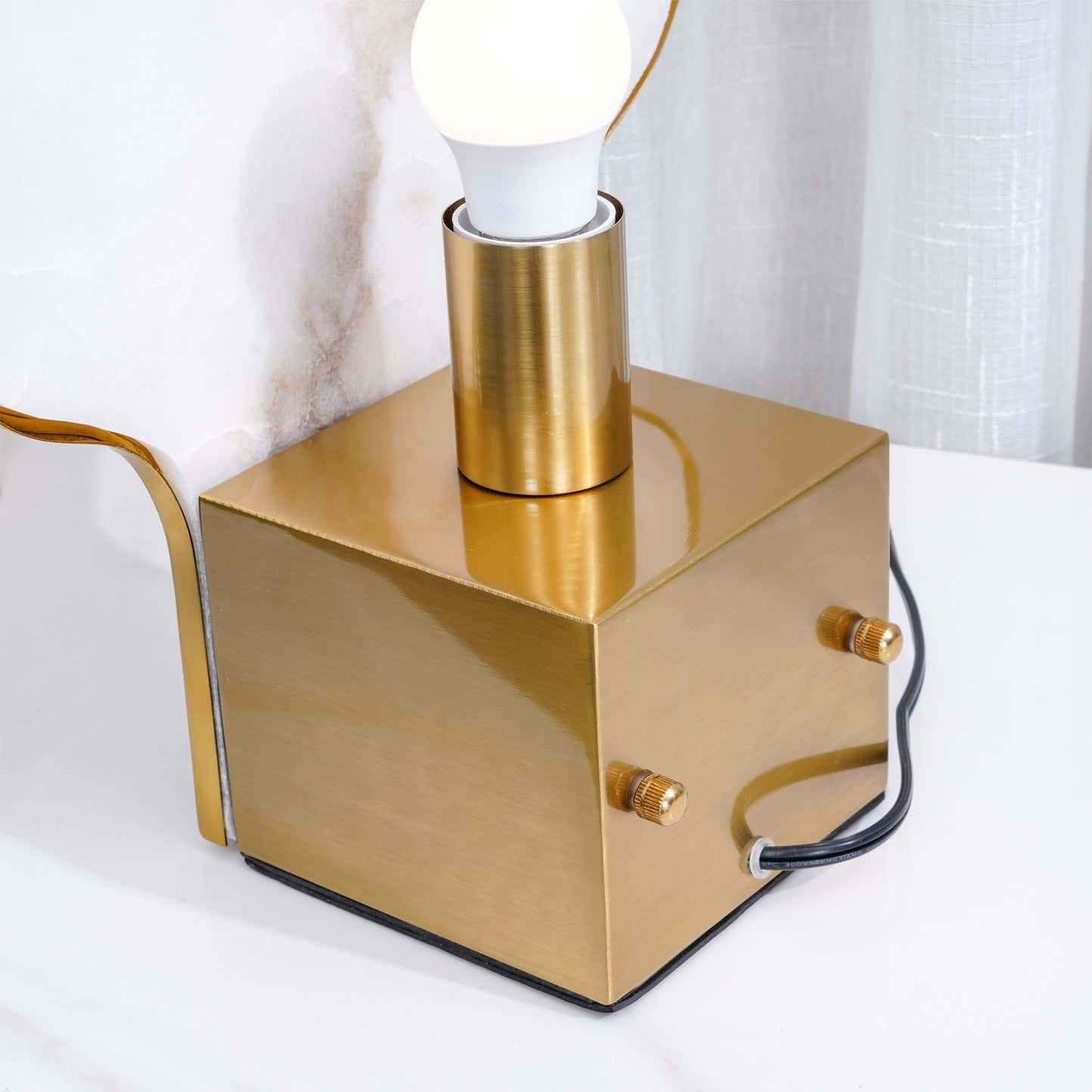 Modern Alabaster And Brass Table Lamp