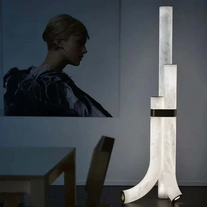 Natural Alabaster And Brass Led Floor Lamp