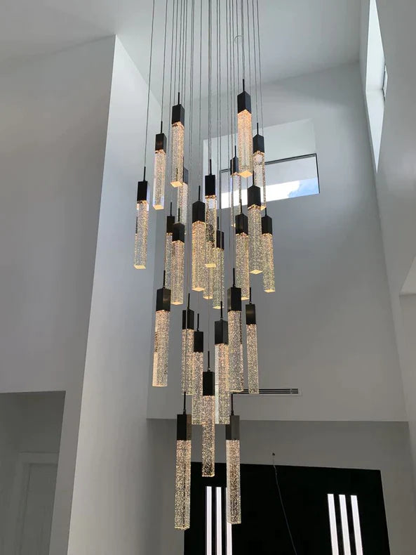 Light Luxury Glacier Bubble Crystsal Chandelier in Gold/Chrome/Black Finish for Staircase/Foyer