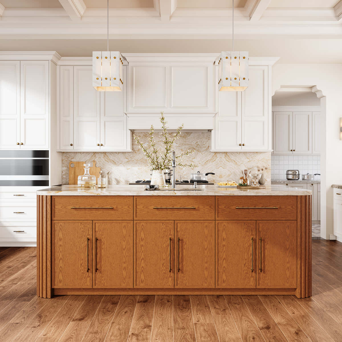 Custom Taj Mahal Stone Kitchen Island