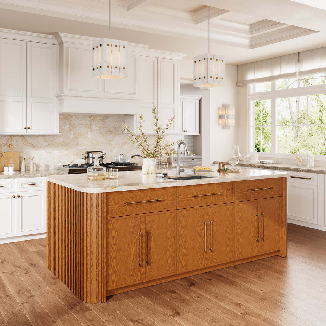 Custom Taj Mahal Stone Kitchen Island