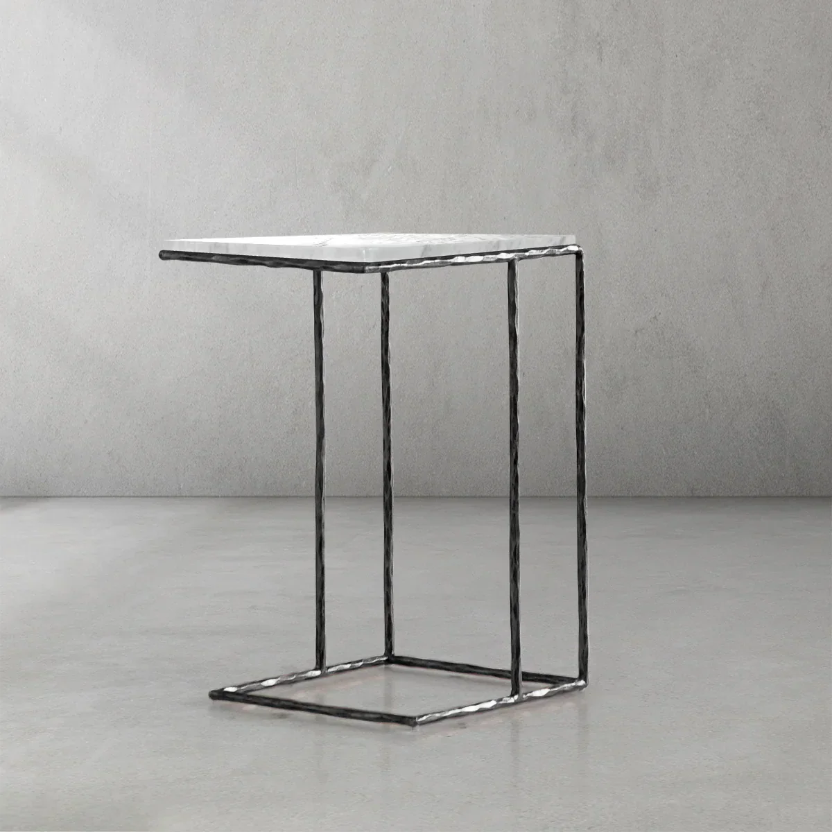 Hand-Forged Metal Mable C-Shaped Side Table