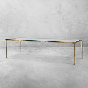 Hand-Forged Metal Glass Rectangular Dining Table