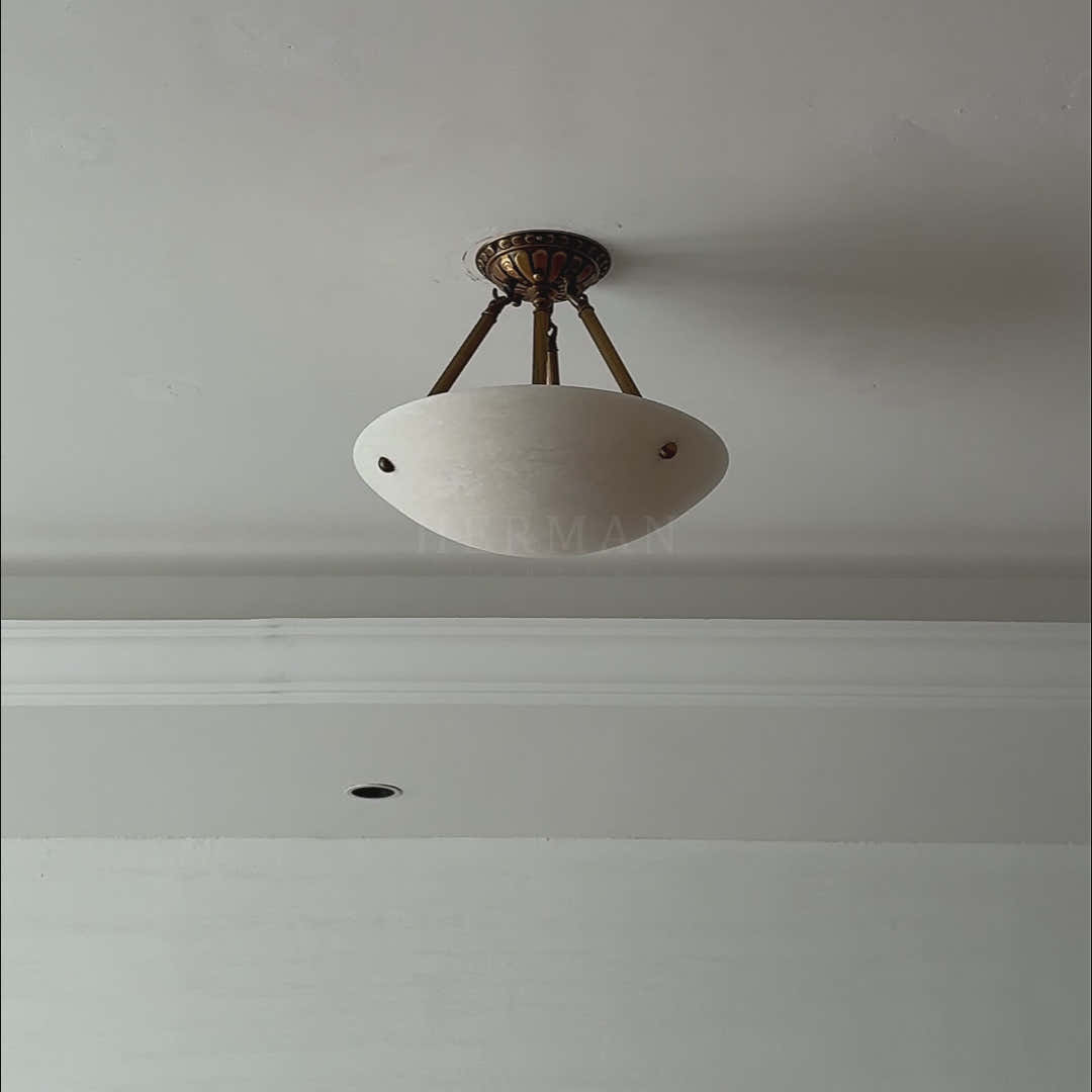 Vintage Round Alabaster Ceiling Lamp