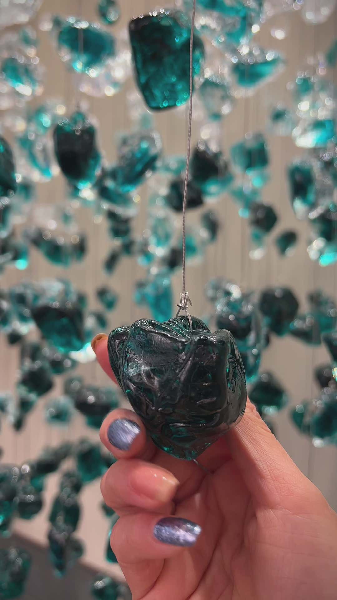 Customized Hotel Project Lobby Restaurant Turquoise Blue Glass Chandelier