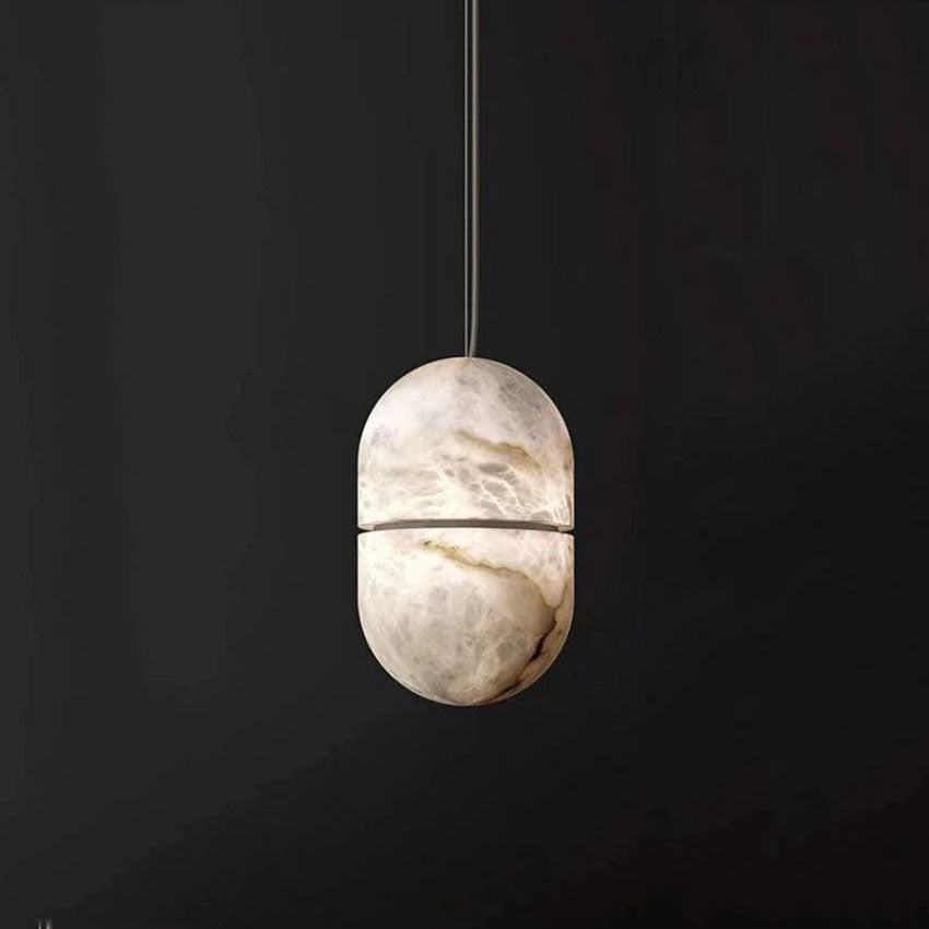 Alabaster Oval Pendant 5.9" D 7.1" D